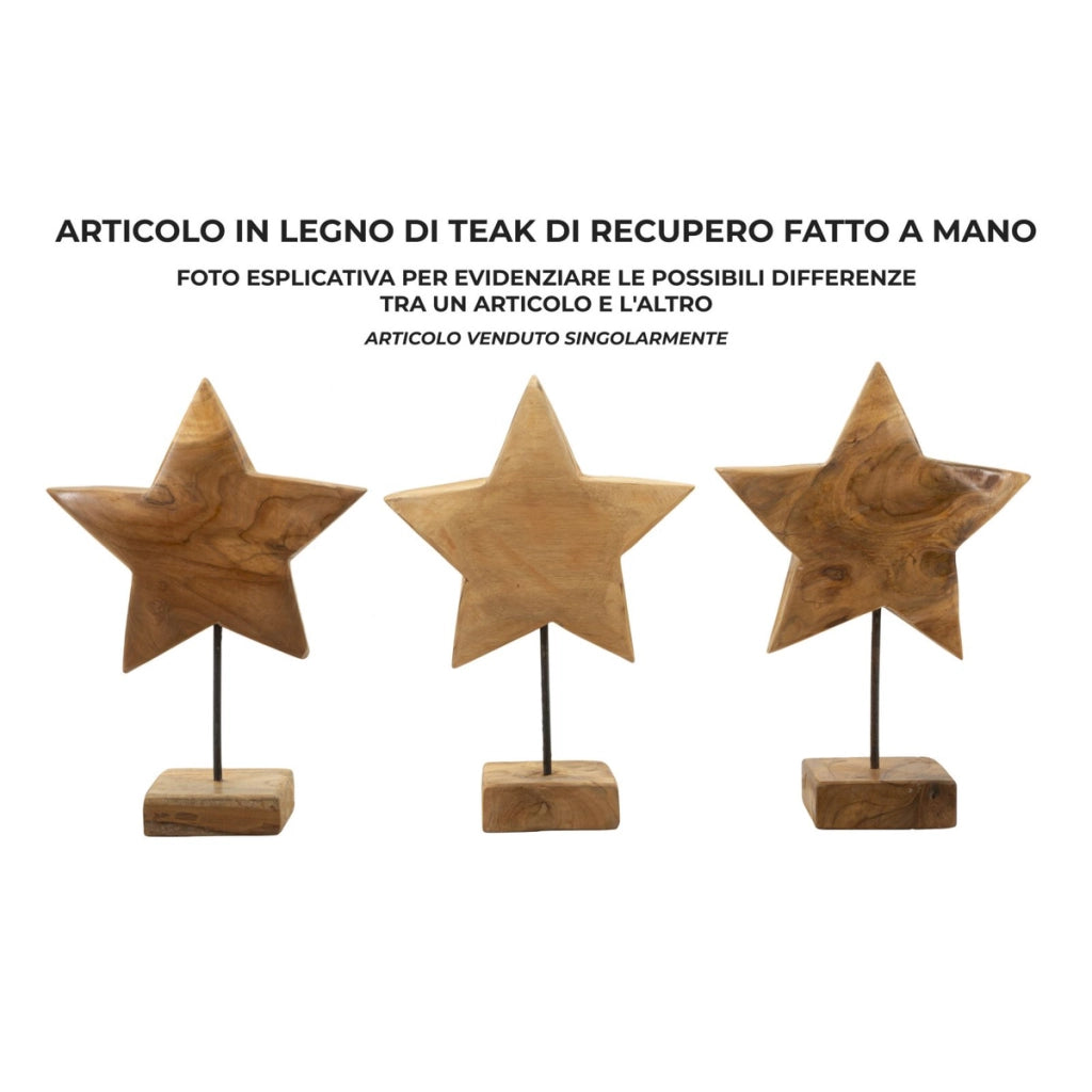 Scultura Stella, Marrone, Legno, 28x12x42 cm