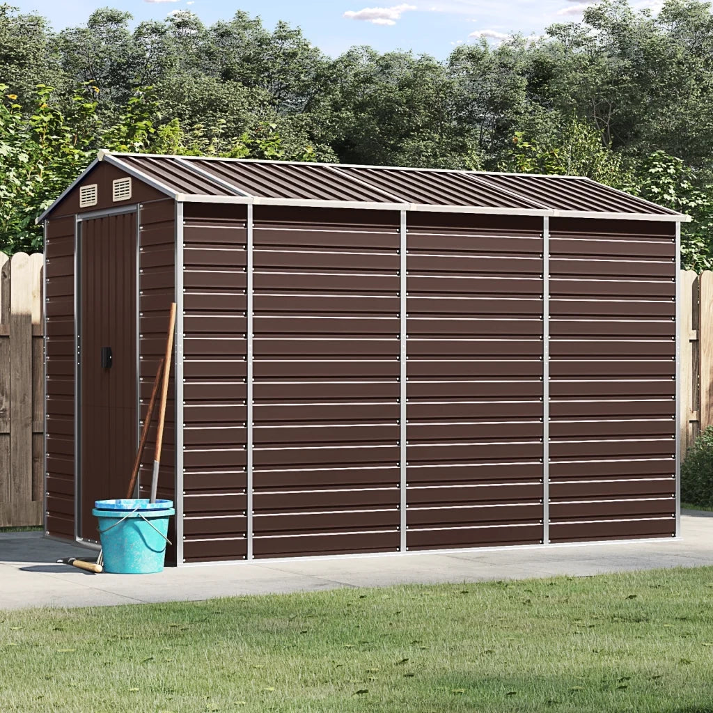 Casetta da giardino marrone 191x300x198 cm in acciaio zincato 3188266