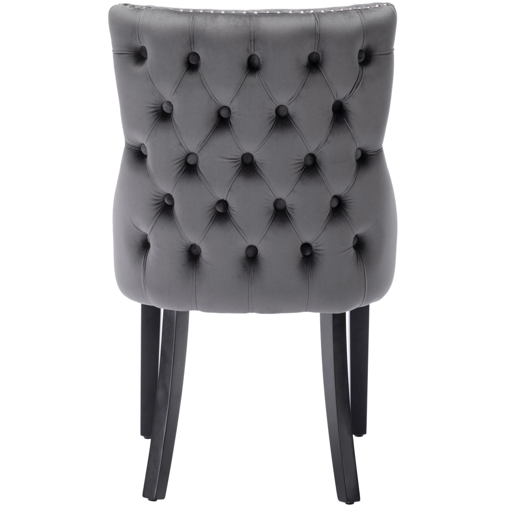 SEDIA da pranzo in velluto grigio con gambe in legno massello