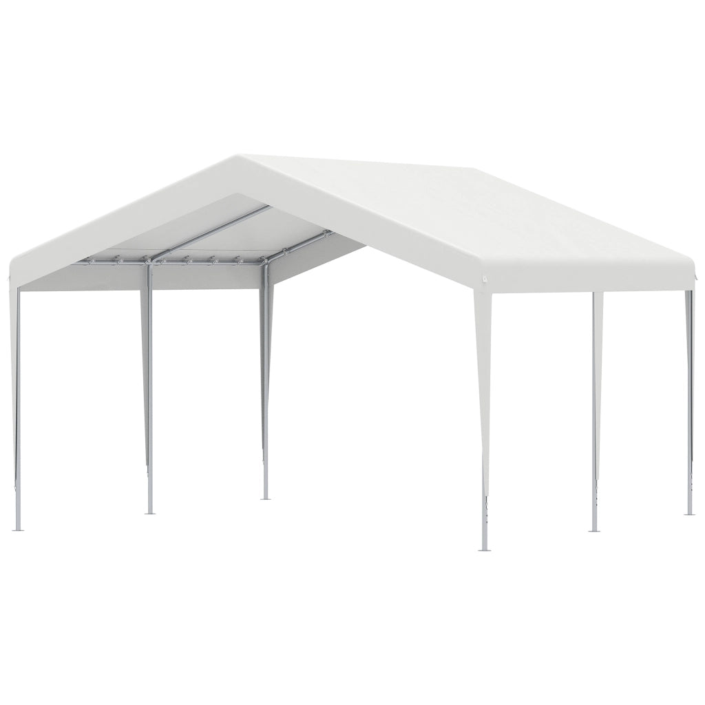 Garage Portatile 4x4m ¨C zephmum ¨C Bianco, Tettoia anti UV, Pioggia e Vento
