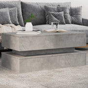 Tavolino da Soggiorno con Luci LED-Tavolino da Salotto-Tavolo Grigio Cemento 90x50x40 cm 226904