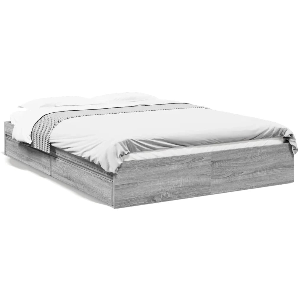 Giroletto Cassetti-Struttura Letto con contenitore Grigio Sonoma 160x200 cm Legno Multistrato 535486