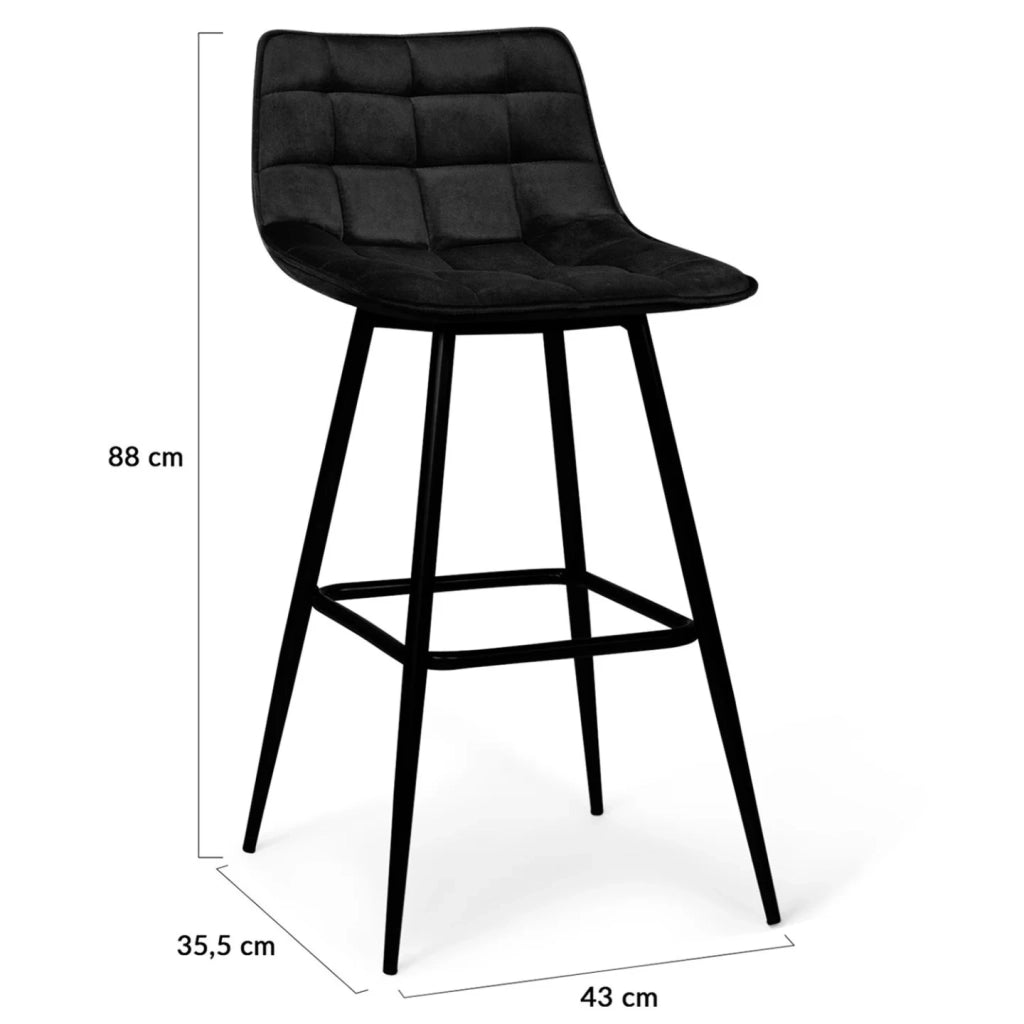 IDMarket - Set di 2 sgabelli da bar MADY in velluto nero