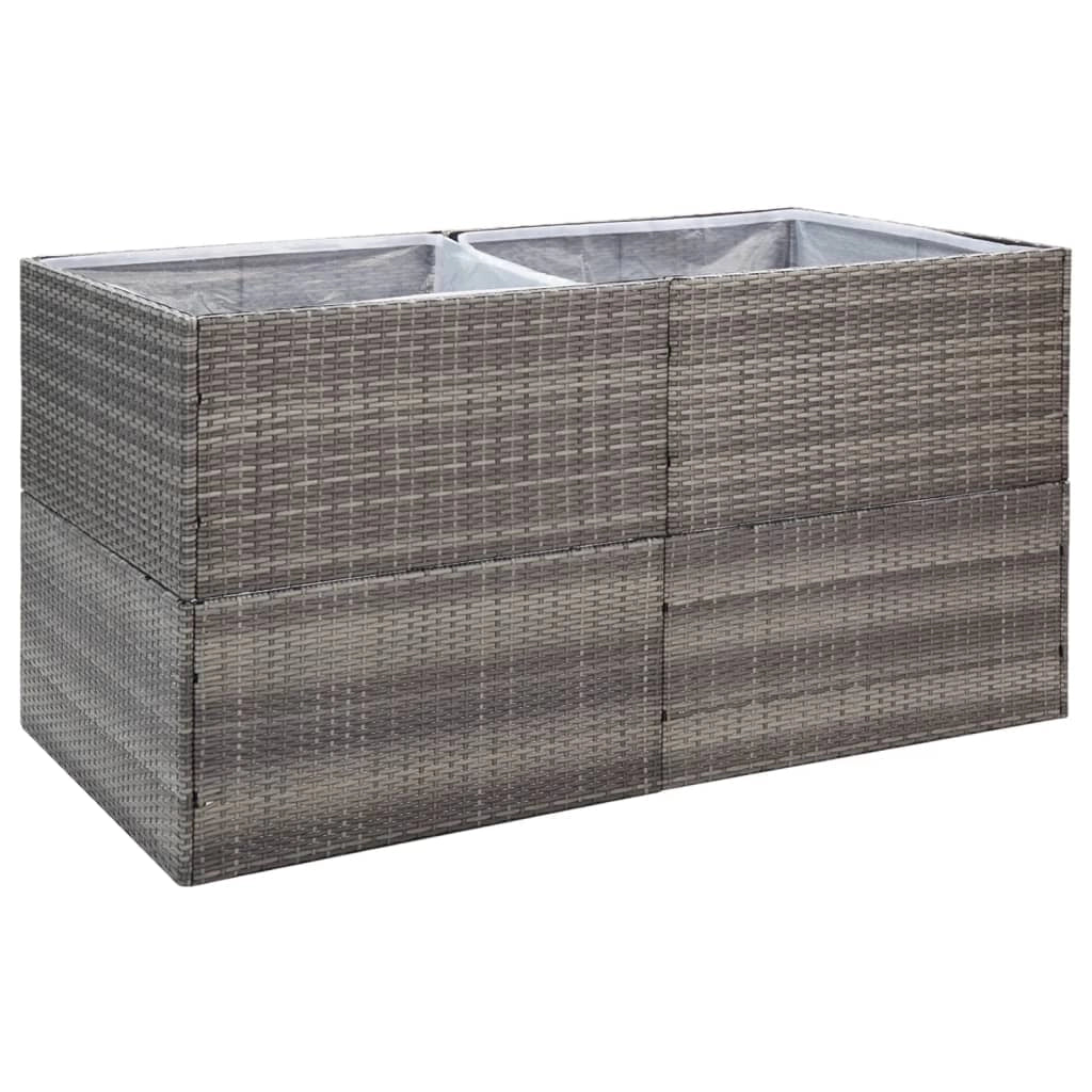 Vassoio per fioriera aiuola rialzata piante fiori terrazza giardino 157 x 80 x 80 cm Resina intrecciata grigia 02_0037452