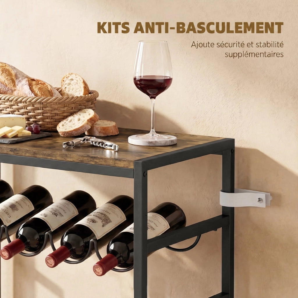 Scaffale per vini 6 livelli ¨C zephmum ¨C 59x30x88,5cm marrone rustico stile industriale