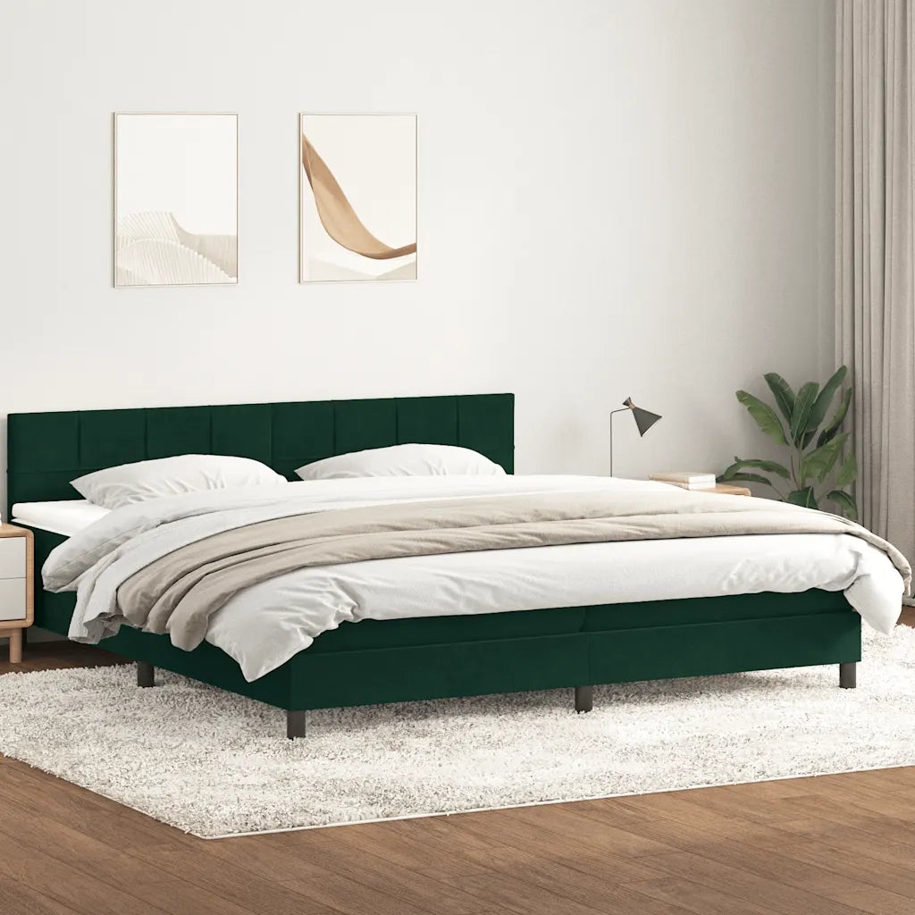 vidaXL Giroletto a Molle con Materasso Verde Scuro 180x220 cm Velluto