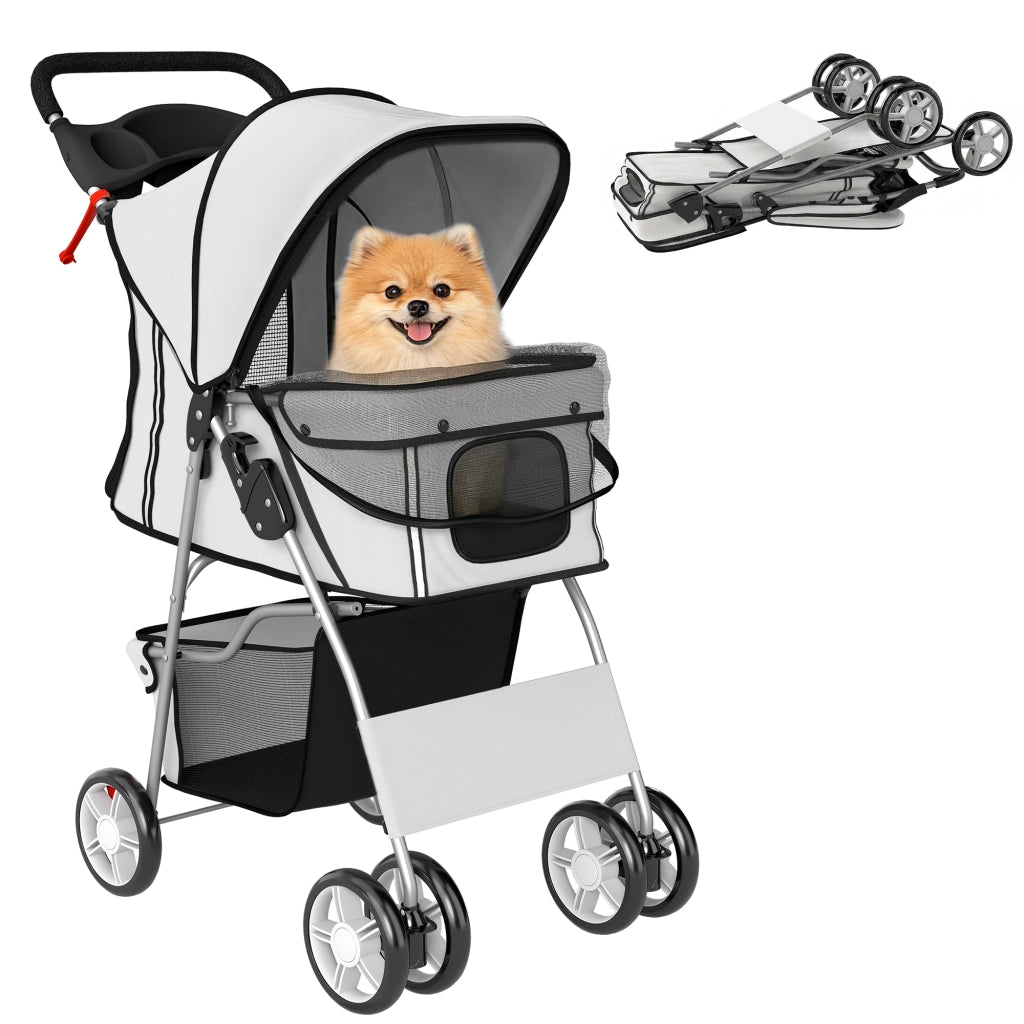 Carrello per Cani con Cestino Portavasos e Cuscino Lavabile ¨C zephmum ¨C Grigio 77x44x102 cm