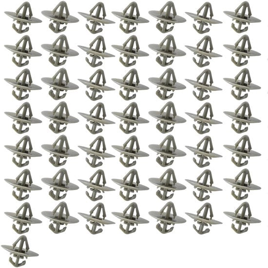 Bevestigamenti 50 pezzi - Clip di fissaggio universale per interno auto - Clip di fissaggio portatile - Grigio - Materiali PA66 di alta qualità - Autoclips