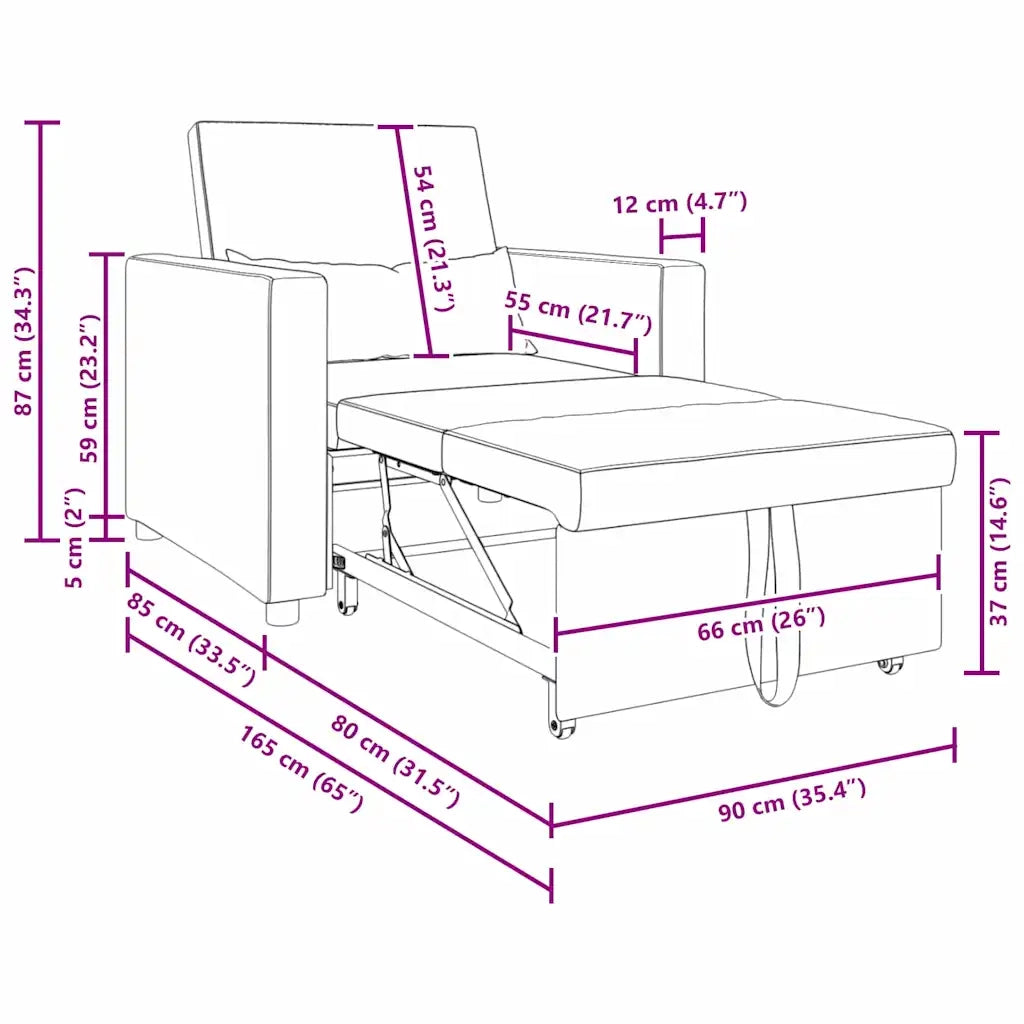 vidaXL Divano Letto Singolo Grigio chiaro 90 x 165 x 87 cm Velluto