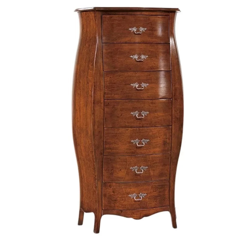 Cassettiera bombata 7 cassetti classica legno noce bassano 73x37x141 (2155) - Mobili 2G