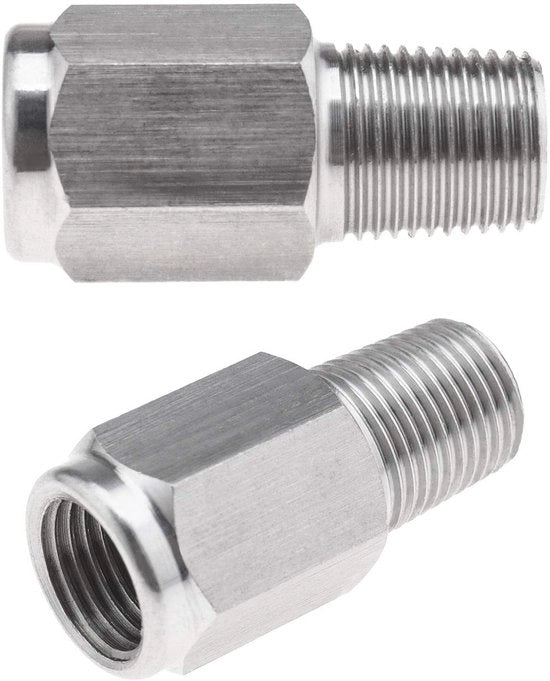 Adattore 1/8NPT a M10x1.0 - Riduttore di manometro - Unione in acciaio inossidabile - Connessore a unione - Adatto per olio e gas - Pezzo di transizione per applicazioni automobilistiche