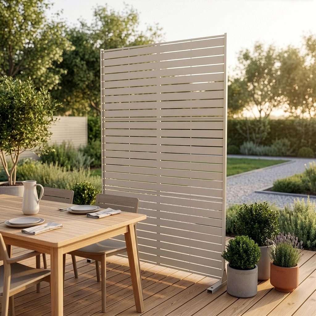 Pannello Divisorio Nodepp da Esterno in Acciaio Zincato 180x120 cm Beige Aglio casa.pro