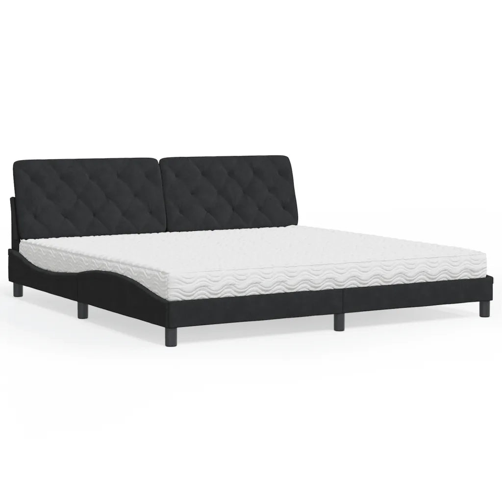 Letto con Materasso Nero 200x200 cm in Velluto 3208678