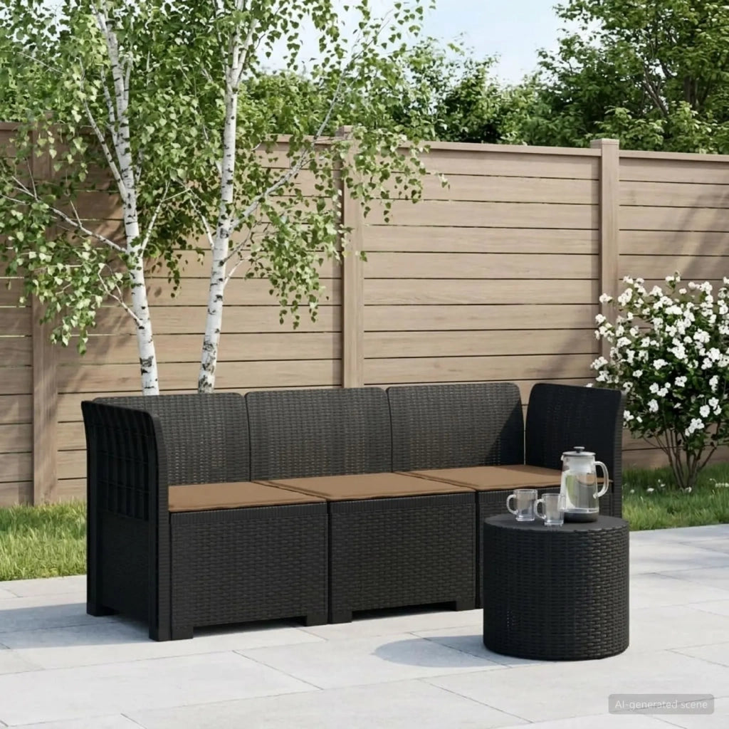 Divano da giardino 3 posti con cuscini in look rattan PP 3443820