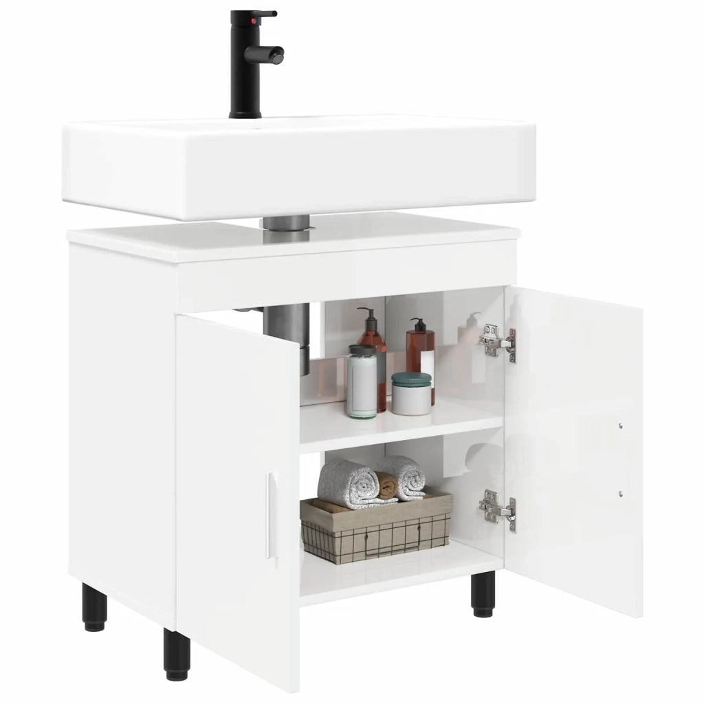 Mobiletto da bagno Bianco Lucido 60 x 35 x 60 cm 889399