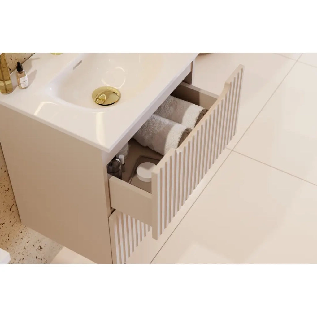 Mobile sottolavabo VANO 50 cm – 2 cassetti – Marrone congo opaco – L50 × P39 × H57 cm – Da appendere