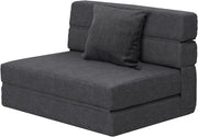 moderno Divano Pieghevole Futon con Cotone di Memoria e Cuscino, Poltrona Lavabile Set, Divano Letto per Ospiti, Grigio Scuro