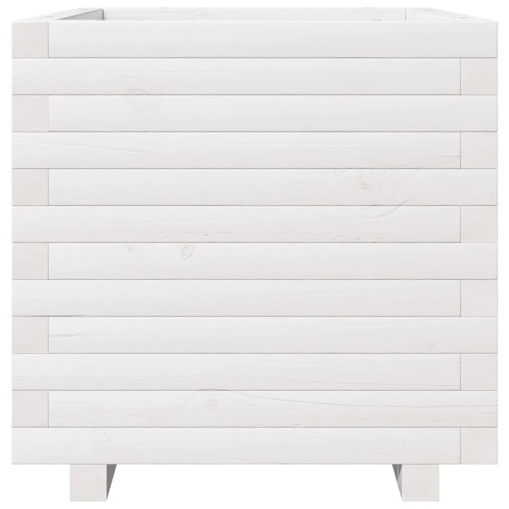 Fioriera da Giardino-Vaso da Esterno Bianca 50x50x49,5cm Legno Massello di Pino 191132