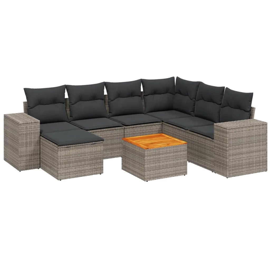 Set Divano da Giardino 8 pz con Cuscini Grigio in Polyrattan 3257894