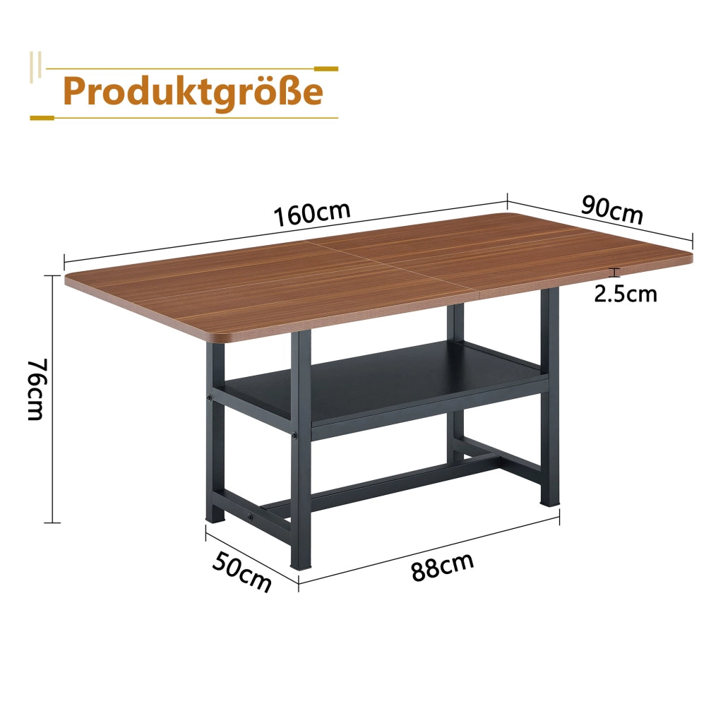 Tavolo da pranzo per 4-6 persone con ripiano contenitore stile moderno per cucina e sala da pranzo 160 × 90 × 76 cm