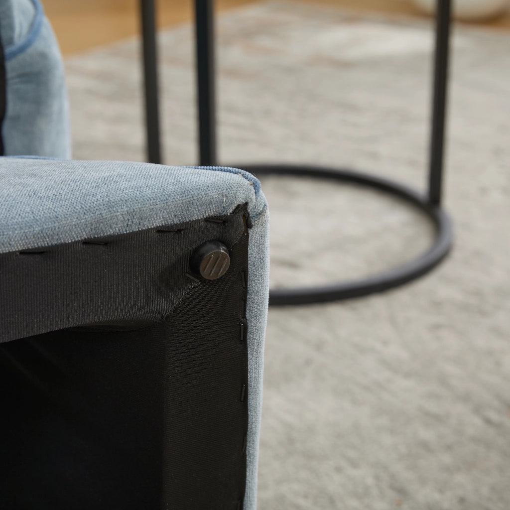 Poltrona girevole in chenille blu, seduta ergonomica con schienale alto, per camera e soggiorno