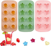 Set di 3 forme per cubetti di ghiaccio in silicone in diversi modelli - cubetti, caramelle, cuori - Accessori da cucina per la preparazione di ghiaccio e dessert - Forme per ghiaccio in silicone riciclabili per cocktail e dessert