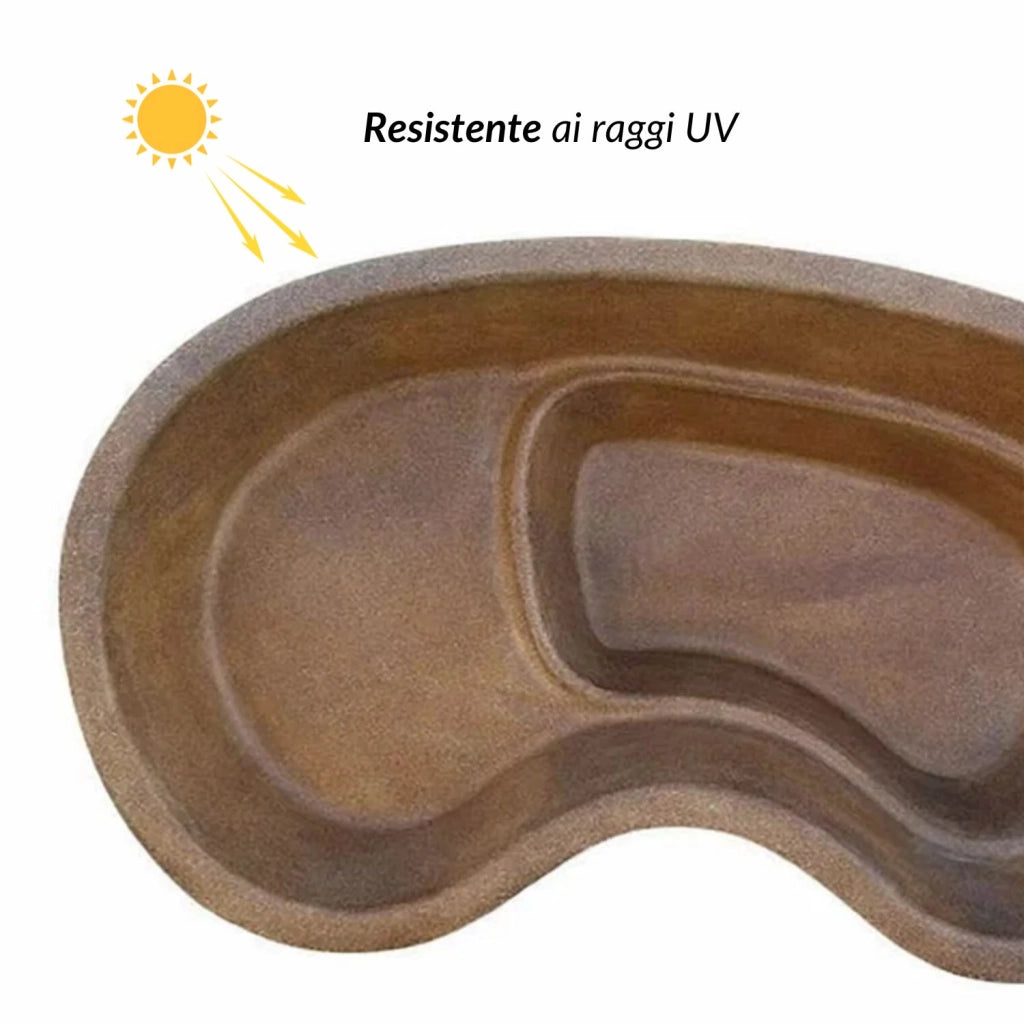 Laghetto da giardino in vetroresina polinesia 140x80x45 litri 200
