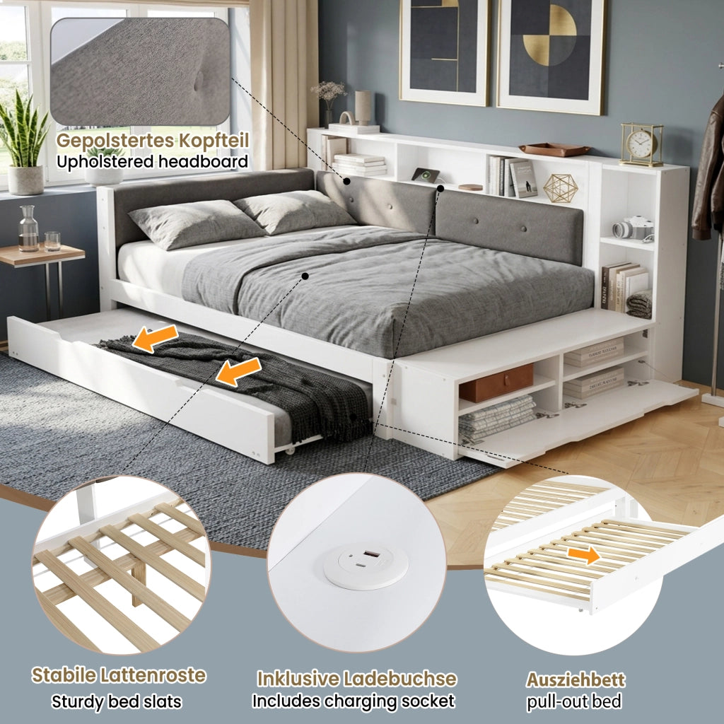 letto in legno bianco e grigio 120 x 200 cm