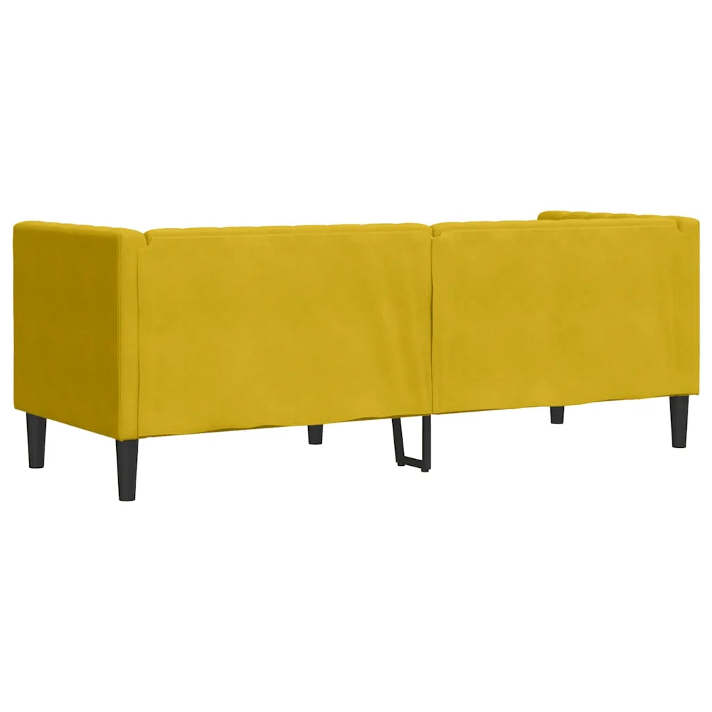 Divano Chesterfield con Rinforzi 3 Posti Giallo in Velluto