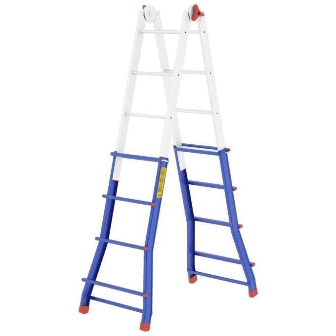 Colombo Scala PRATIC 4+5 In Acciaio Altezza Massima 4,3 M Gradini Zigrinati Piedini Antisdrucciolevoli