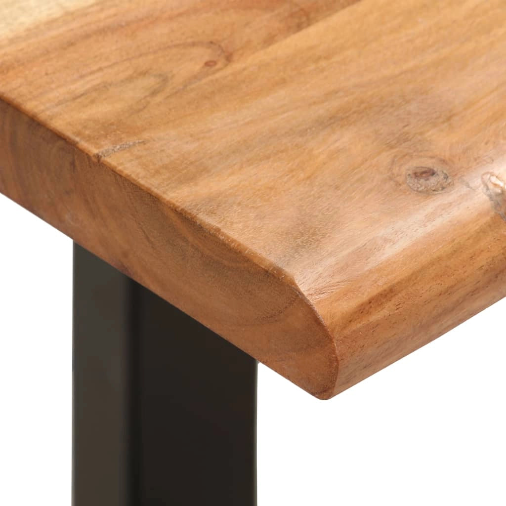 Panca con bordo in legno naturale 110 x 35 x 46 cm legno massello di acacia e acciaio 02_0010780