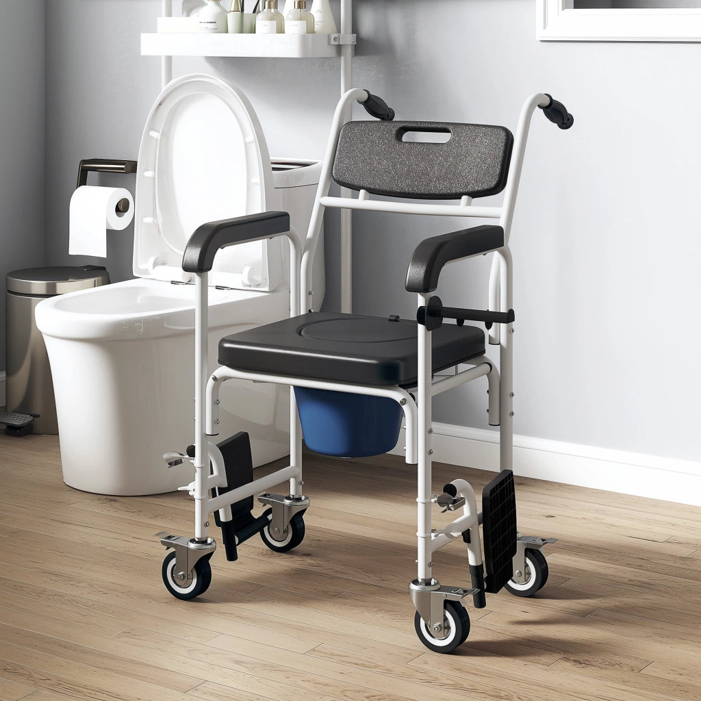 Sedia da doccia con ruote ¨C zephmum ¨C 53x97x97 cm, nero