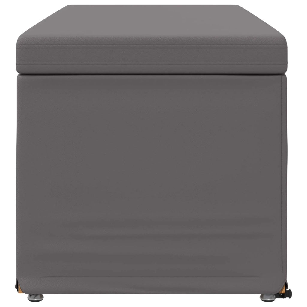 Pouf Grigio Pelle Sintetica e Legno Ingegnerizzato