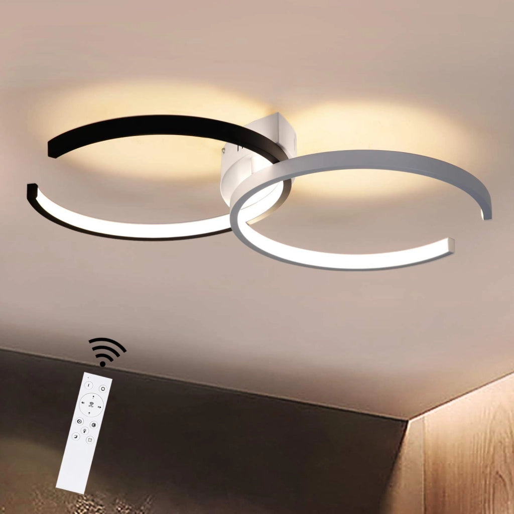 ZMH Lampada da soffitto 55cm ferro bianco nero per soggiorno sala pranzo camera letto