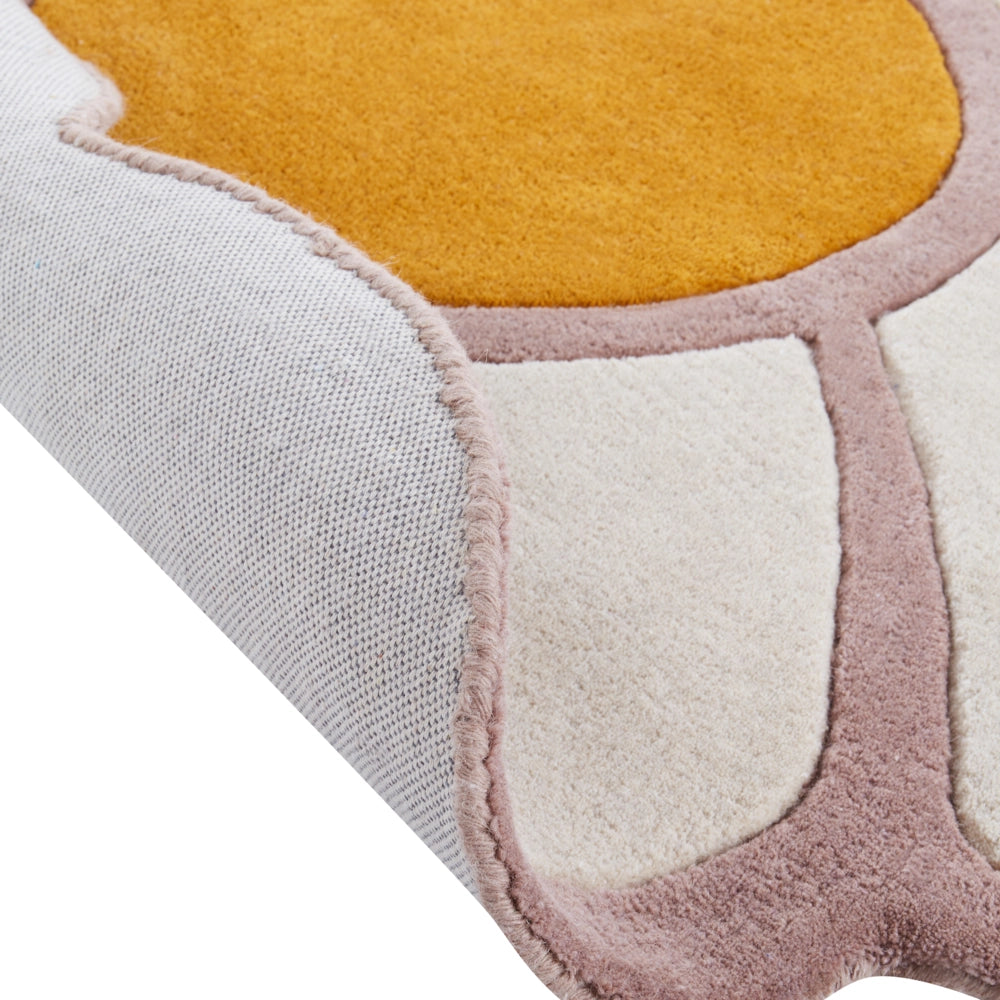 Tappeto per bambini a forma di fiore multicolore in lana ø 120 cm cameretta elegante