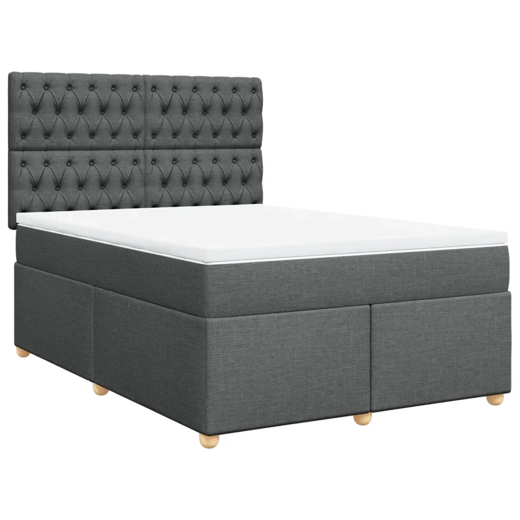 Giroletto a Molle con Materasso Grigio Scuro 160x200 cm Tessuto