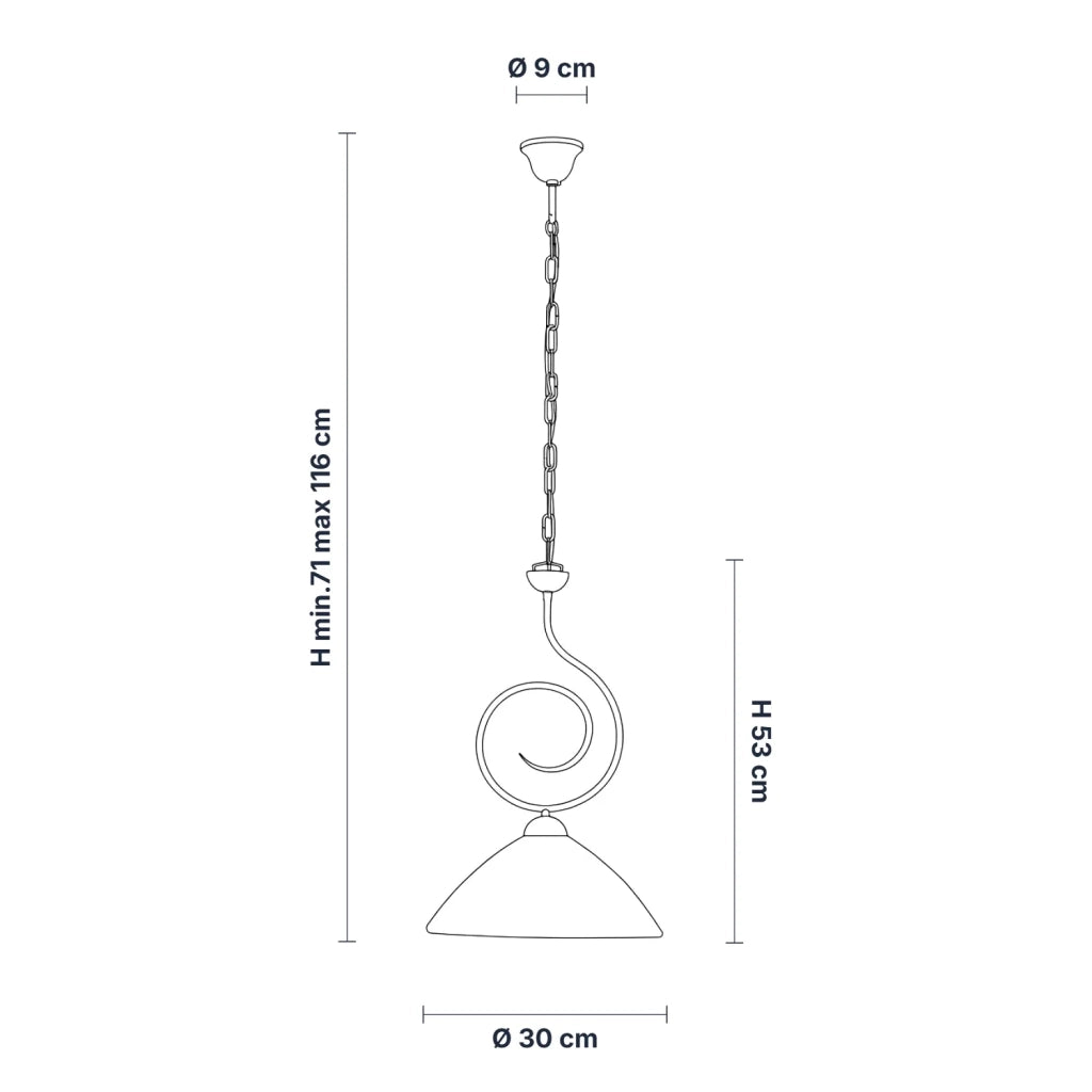 Lampadario Rustico Milly 1 Luce Marrone e Bianco LuceArt Classic