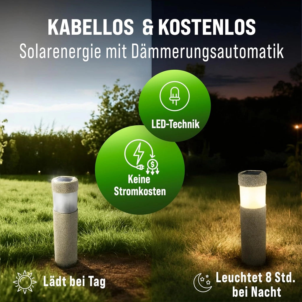 Deuba® Lampada Solare da Esterno Set da 12 LED Protezione IP44 Sensore Crepuscolare Luce Sentiero Balcone Giardino
