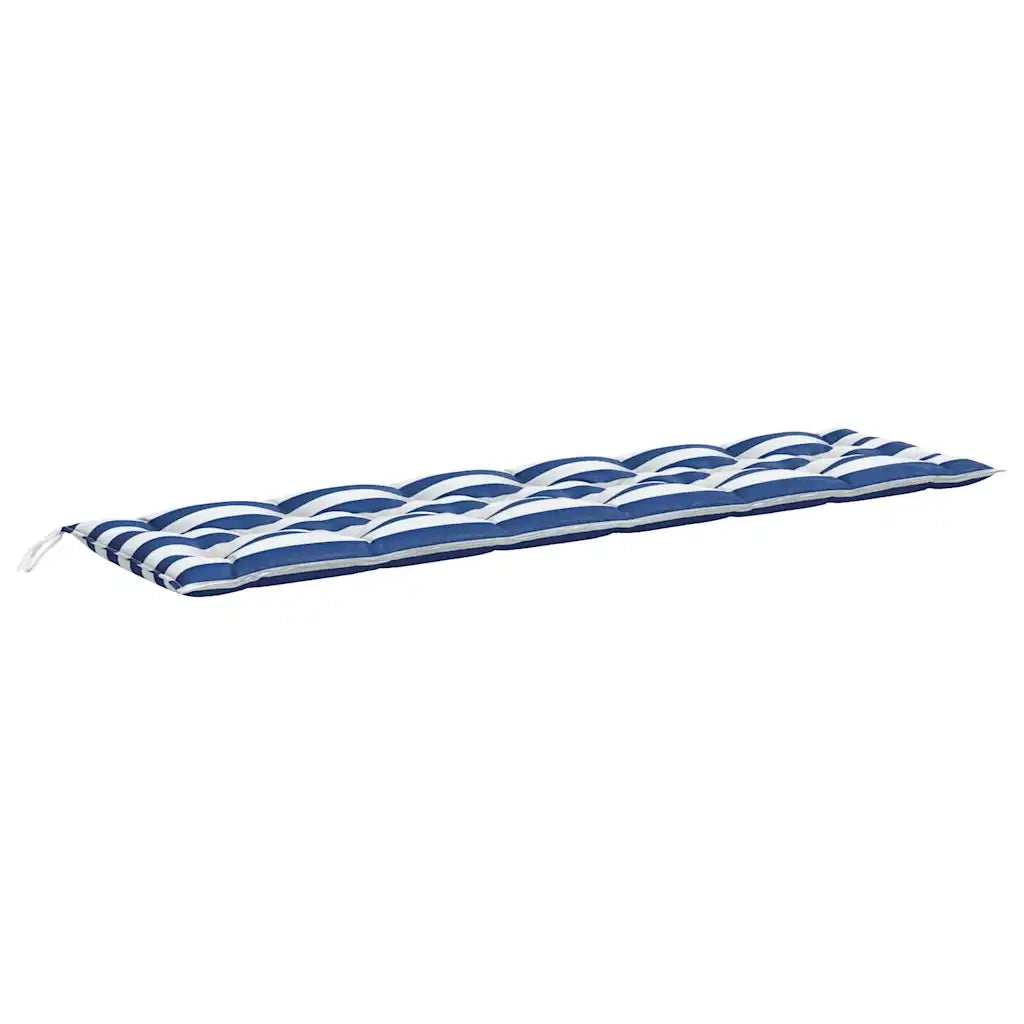 Cuscini Panca Giardino 2pz Righe Bianche Blu 200x50x7cm Tessuto 361747