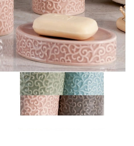 Portasapone saponetta da appoggio in ceramica damasco 4 Colori
