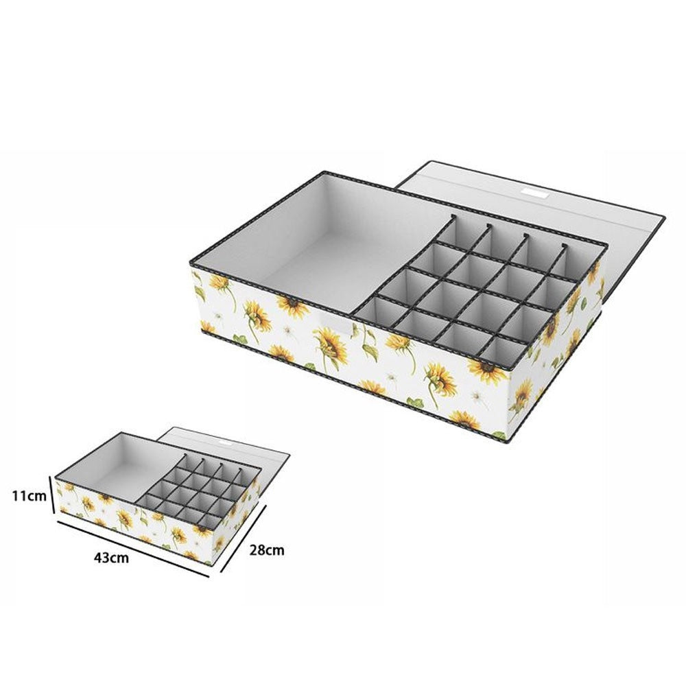 Trade Shop - Box Scatola Salvaspazio 16 Griglie Tasche Vani Porta Oggetti Organizer 43x28x11 -