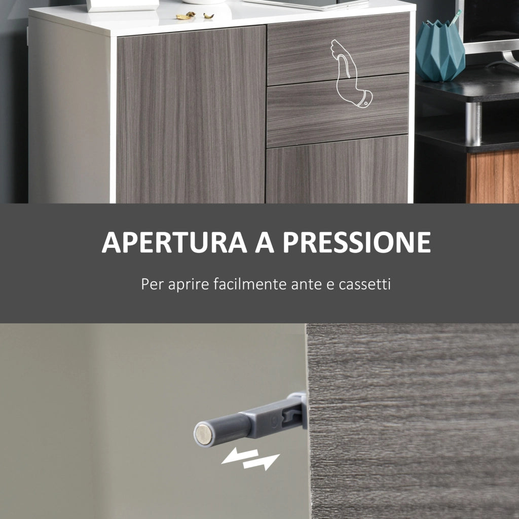 Mobiletto con 2 Cassetti e 2 Ante ¨C zephmum ¨C 79x36x74cm Grigio Chiaro e Bianco