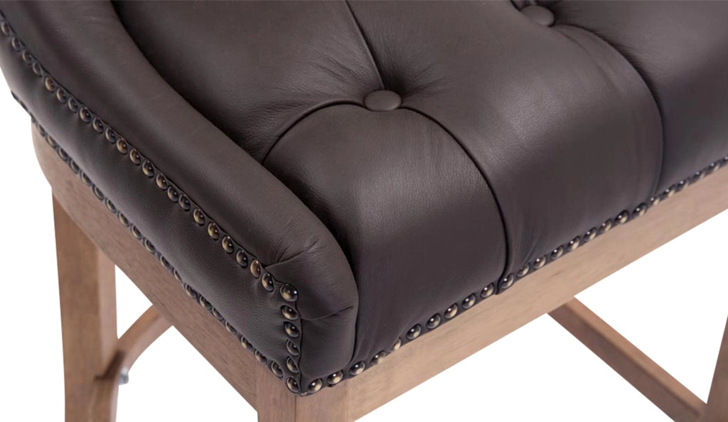 Sgabello Lakewood vera pelle antico-chiaro marrone