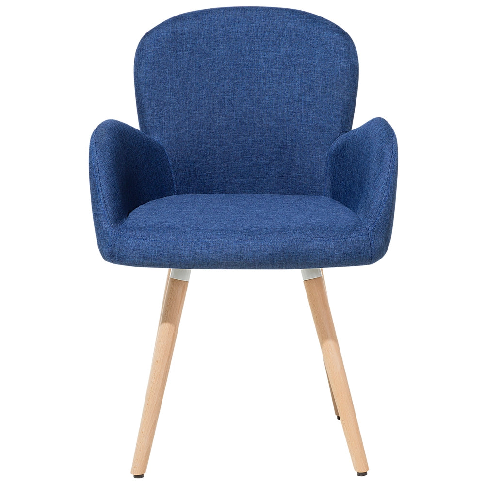Set di 2 sedie da pranzo rivestimento in tessuto blu gambe in legno chiaro stile moderno eclettico