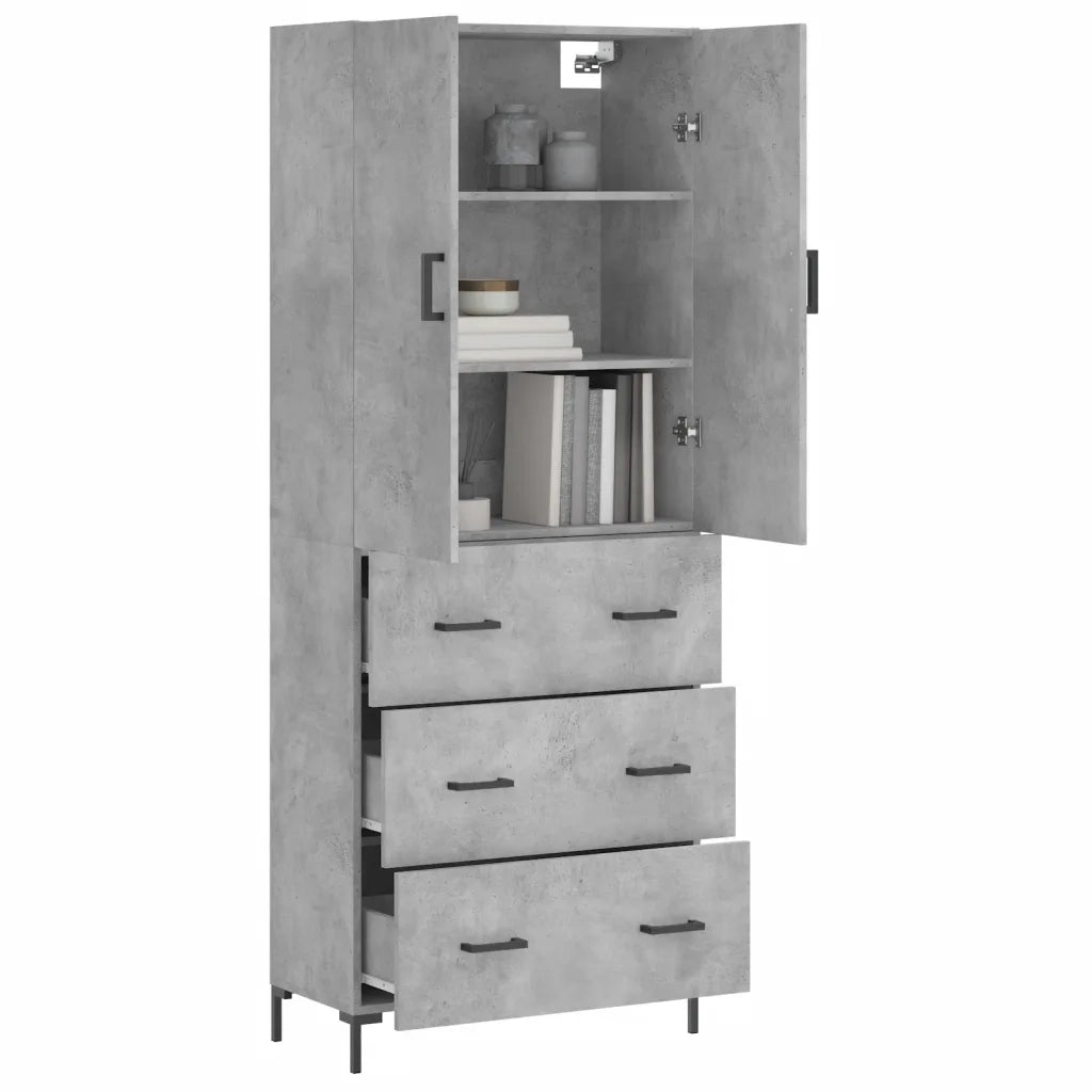 Credenza-Buffet-Armadio da cucina Grigio Cemento 69,5x34x180 cm in Legno Multistrato 835487