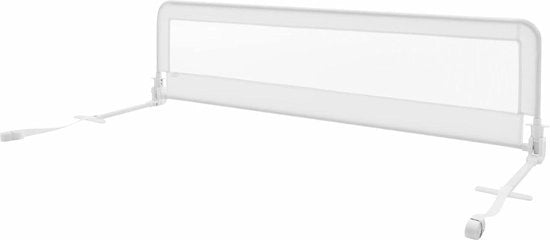 Barriera per lettino per bambini - regolabile in altezza - con cintura di fissaggio - rete di protezione del letto - protezione contro cadute - per letti matrimoniali - dimensioni queen e king - bianco - 150 cm