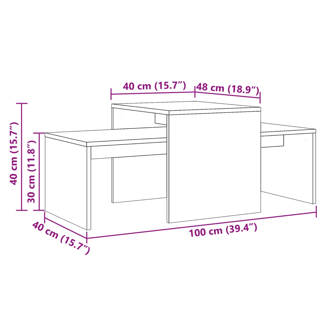 vidaXL Tavolino Salotto Rovere Artigianale 100x48x40 cm in Truciolato