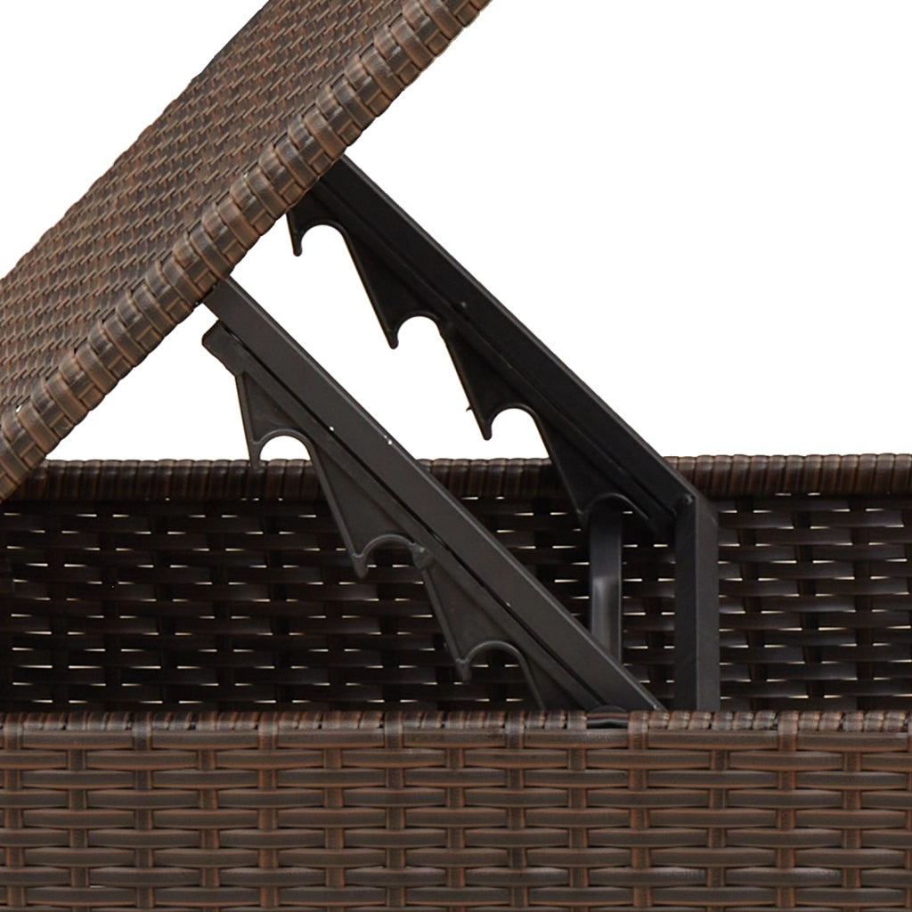 Sgabello da giardino con cuscino marrone 55x55x37 cm in polyrattan
