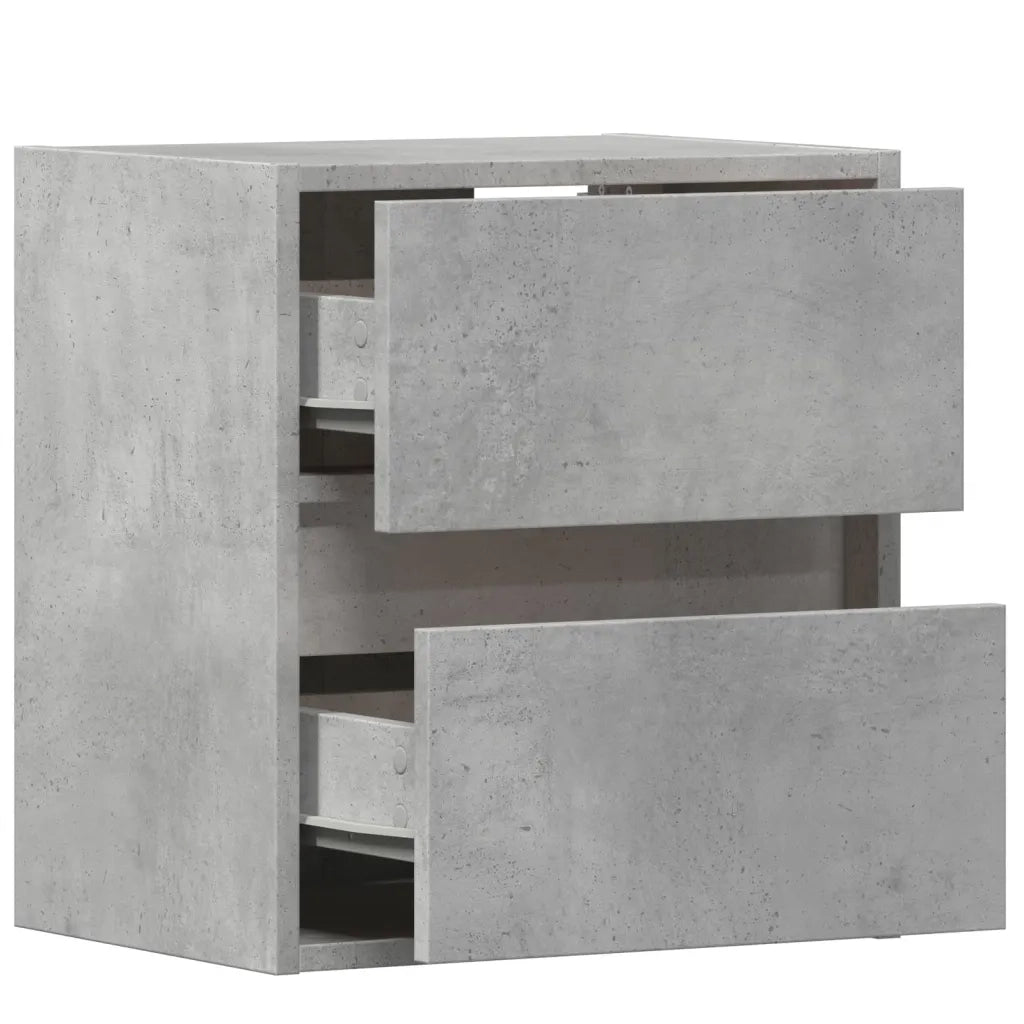 vidaXL Mobili TV a Parete con Luci LED 2pz Grigio Cemento 41x31x45 cm