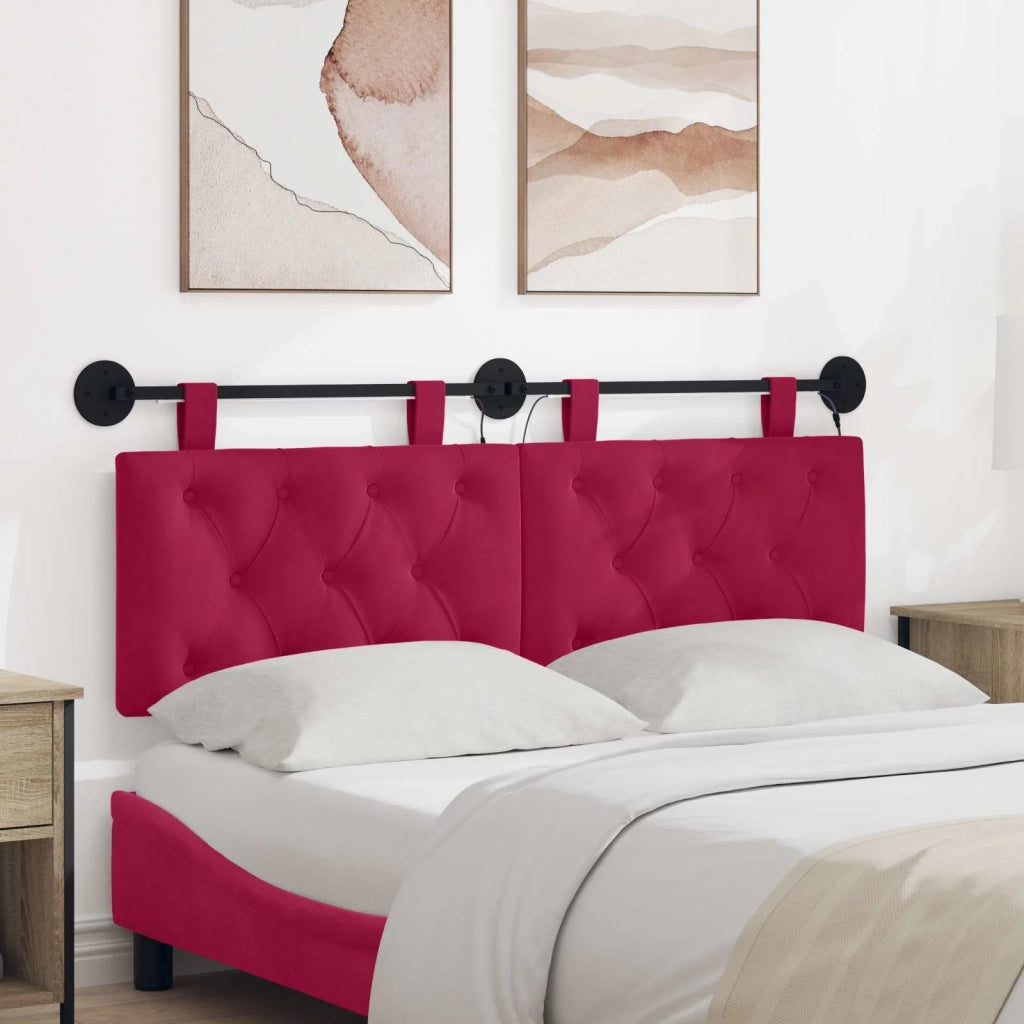 Testiera sospesa Con luce LED Rosso Vino Velluto
